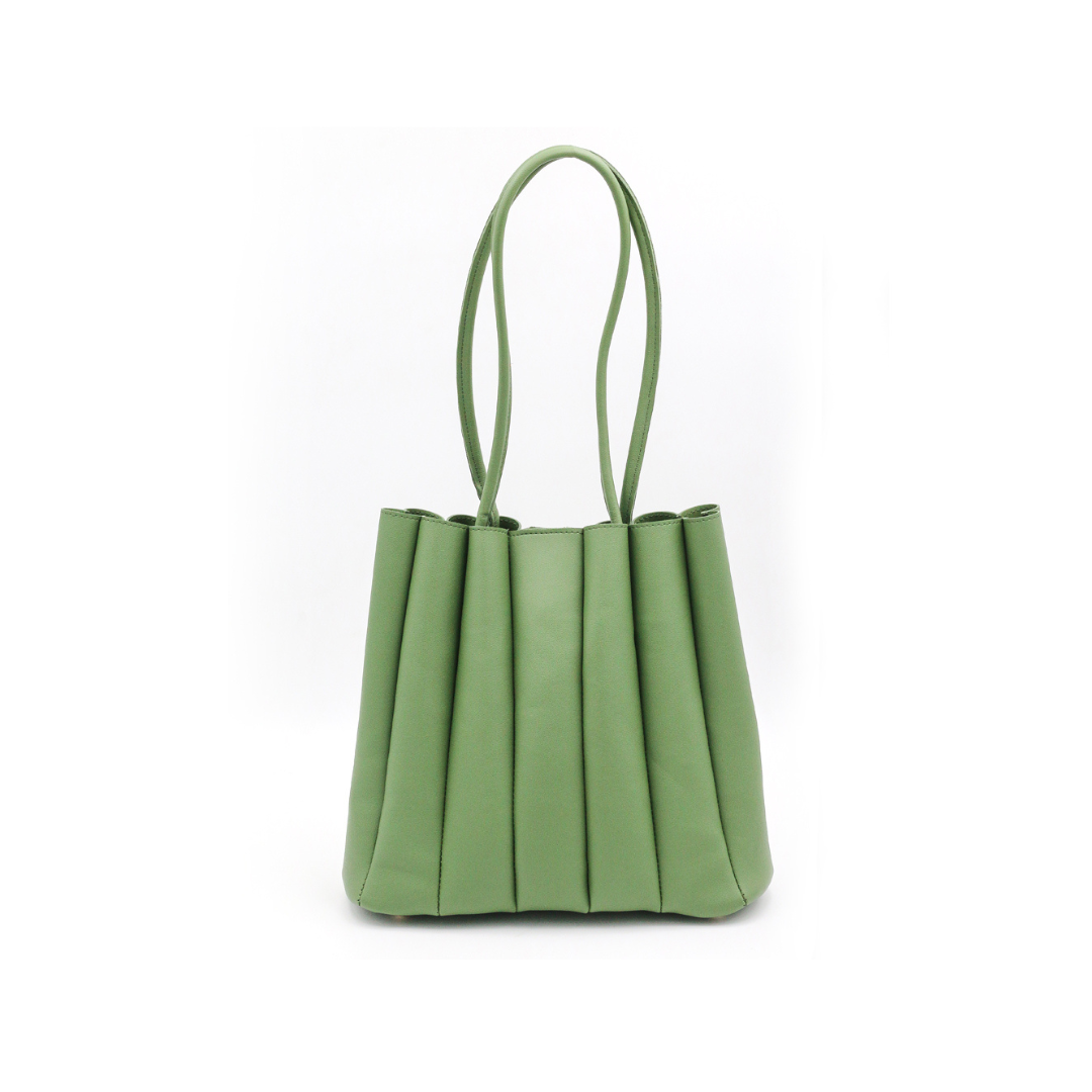 Pleated Tote Green Bag