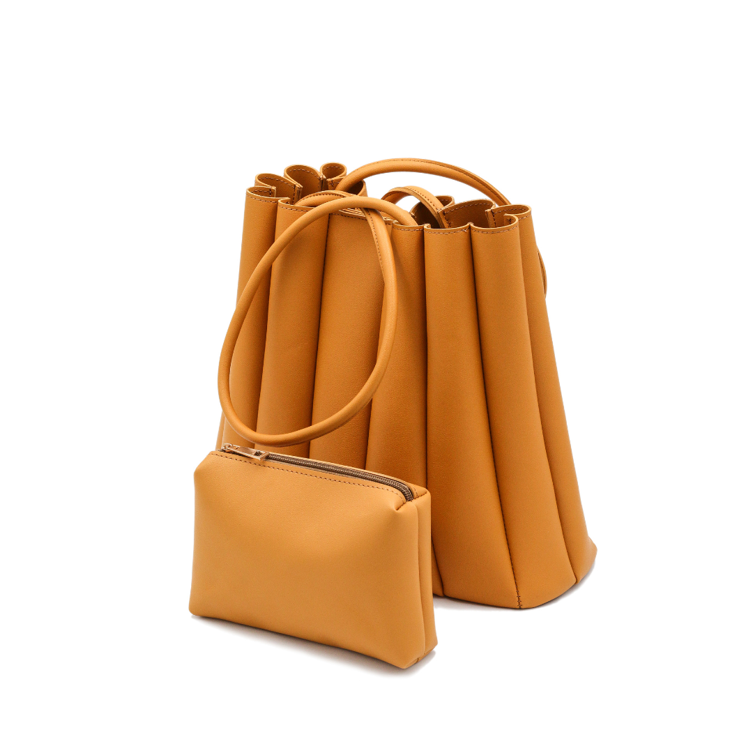 Pleated Tote Mustard Bag