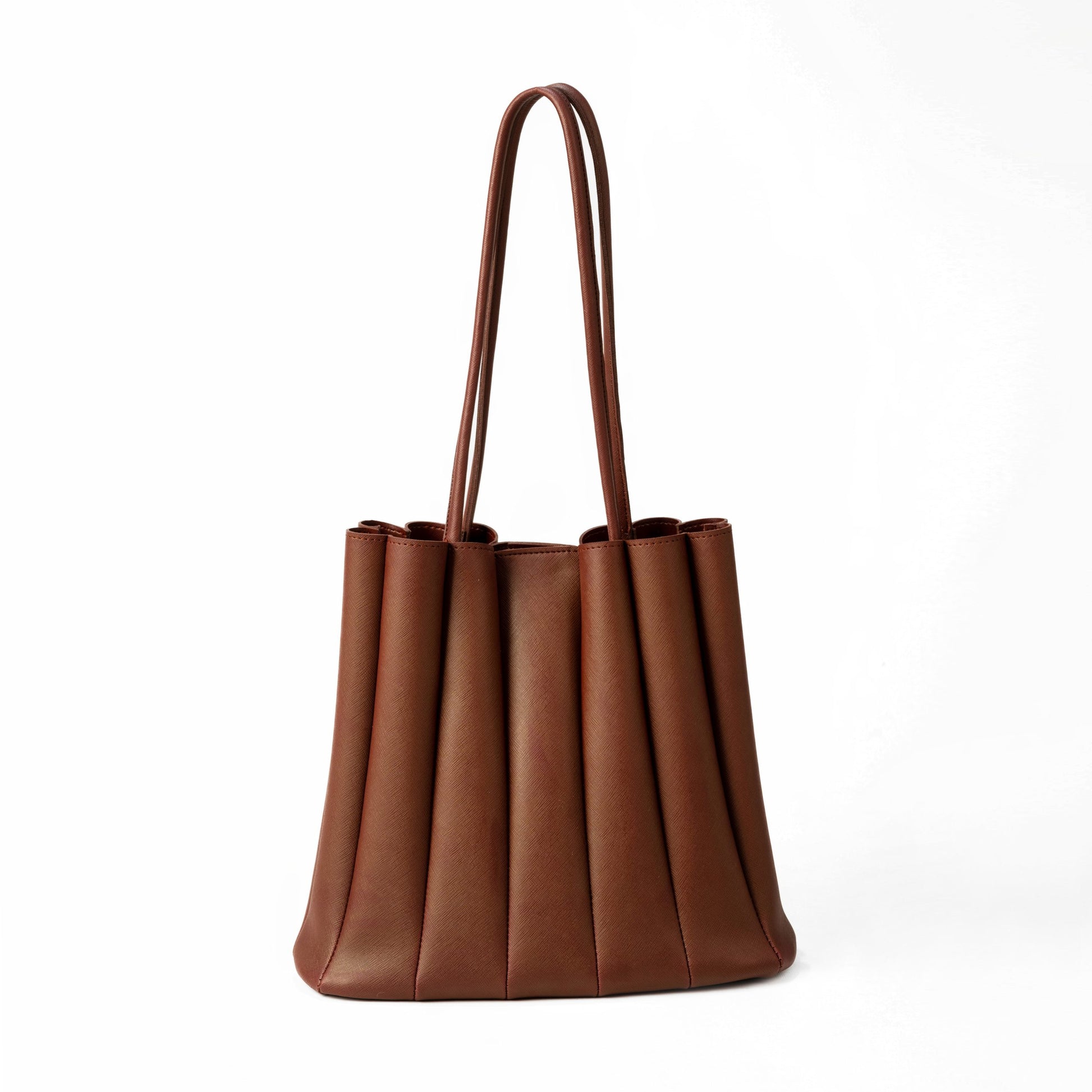 Pleated Tote Brown Bag