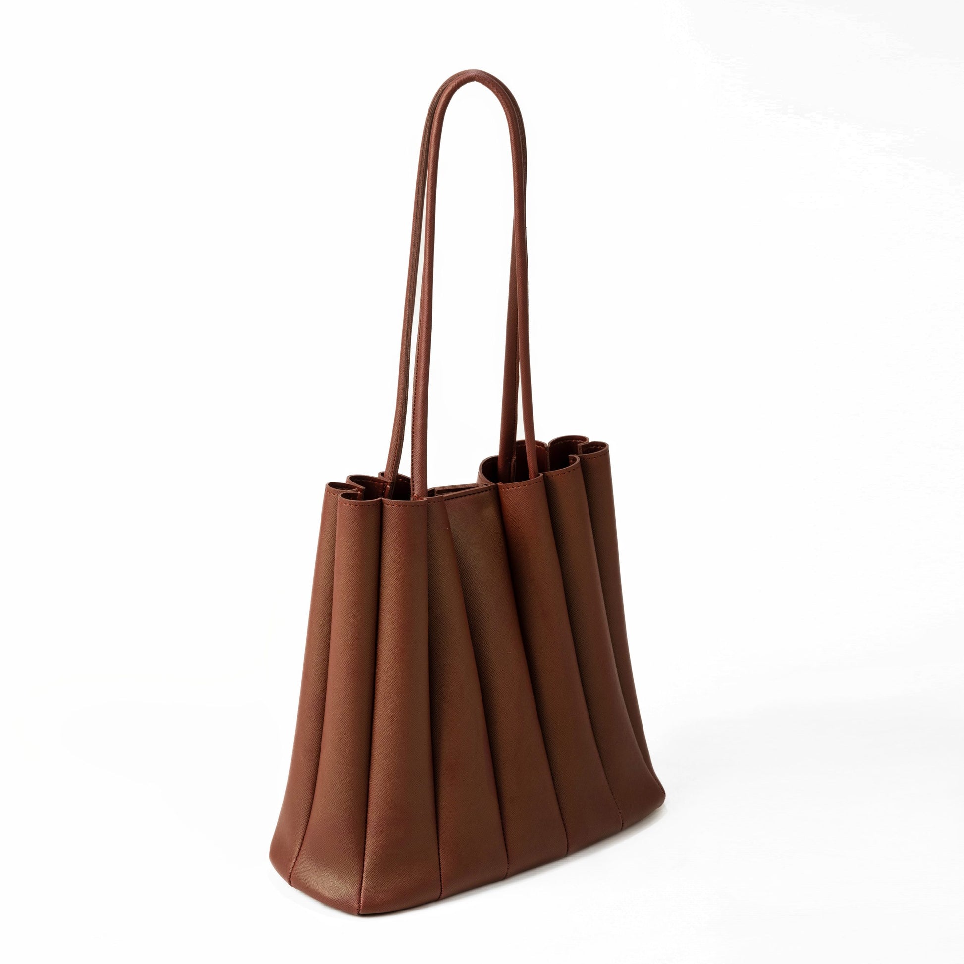 Pleated Tote Brown Bag