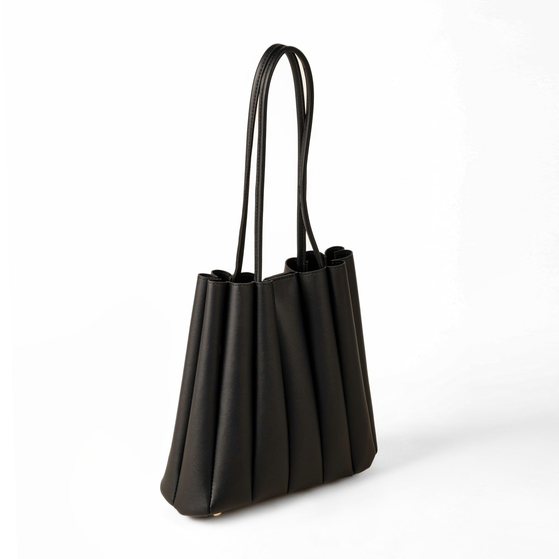 Pleated Tote Black Bag