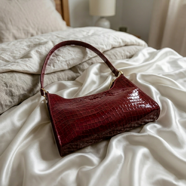 Luxury Crocodile Textured Underarm Shoulder Bag