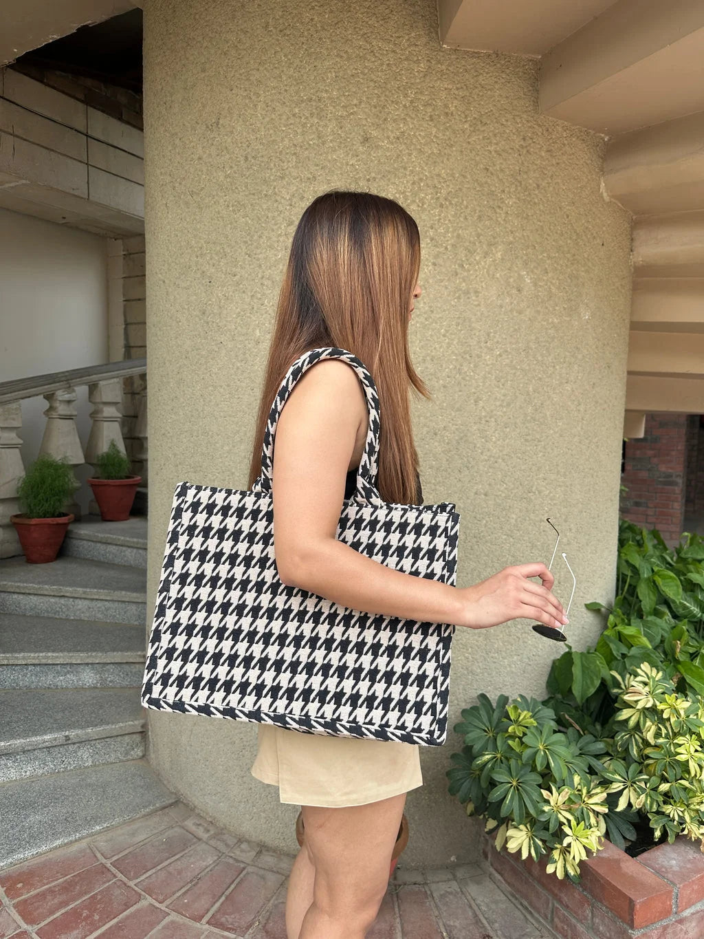 Houndstooth Tote Bag