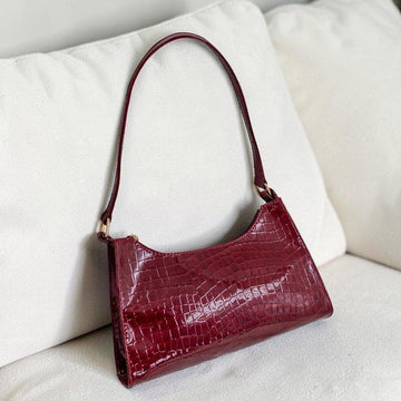 Luxury Crocodile Textured Underarm Shoulder Bag