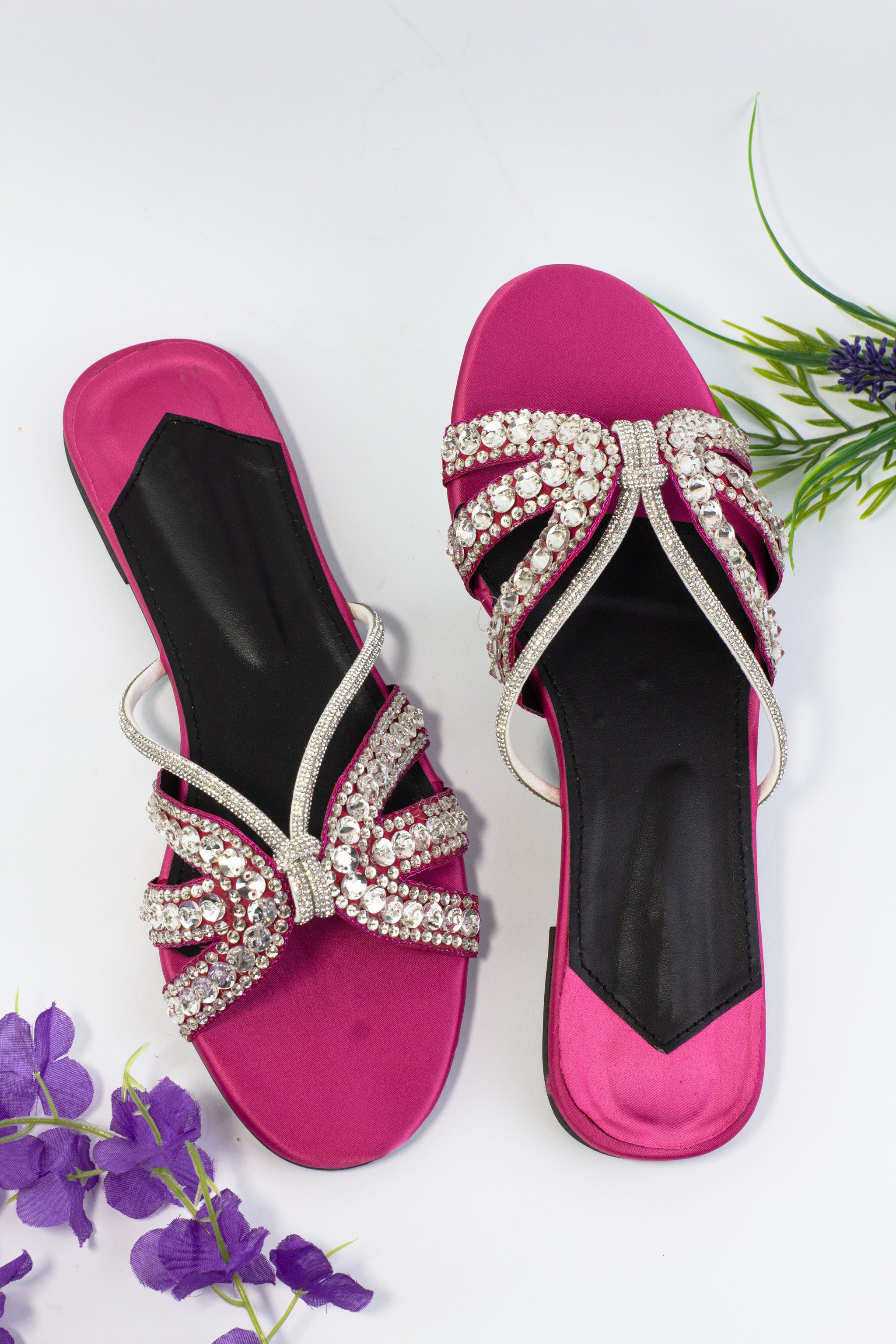 Rhinestone Strap Flat Sandals