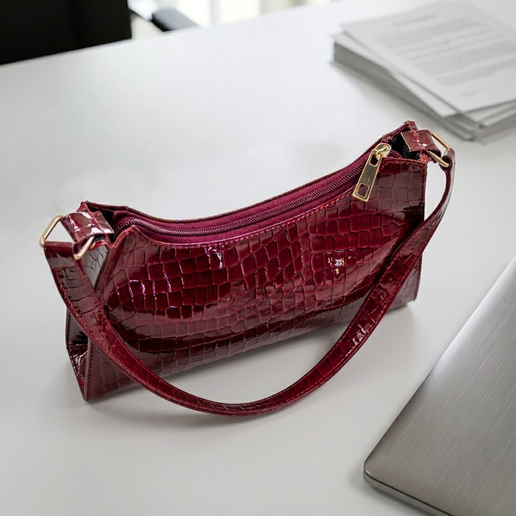Luxury Crocodile Textured Underarm Shoulder Bag