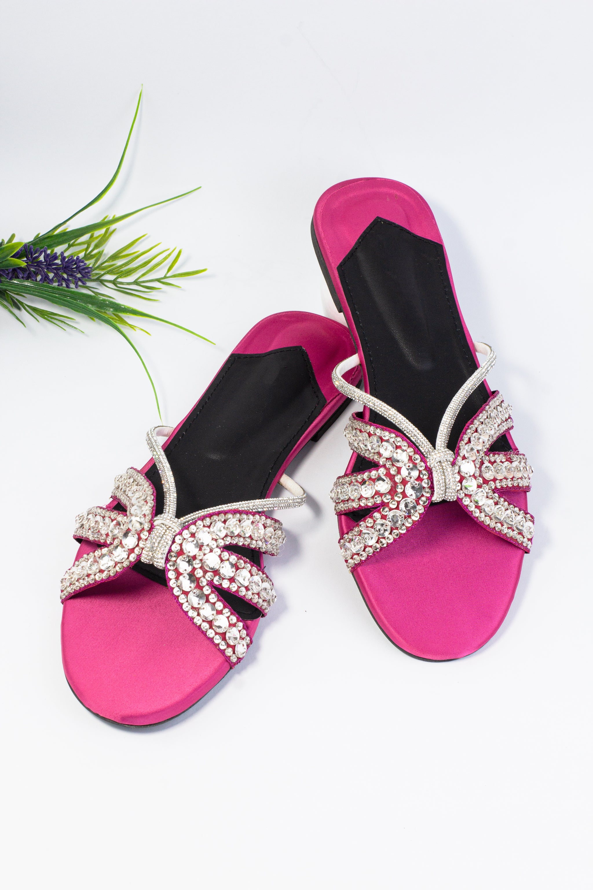 Rhinestone Strap Flat Sandals