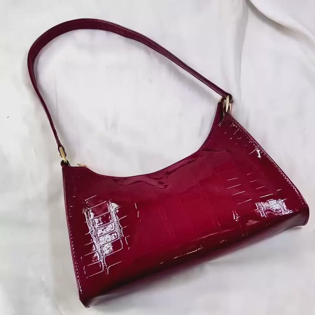 Luxury Crocodile Textured Underarm Shoulder Bag